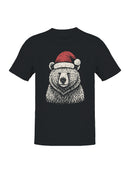 Festive Bear in Santa Hat Men's T-shirt