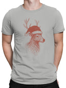 Festive Reindeer in Santa Hat Men's T-shirt