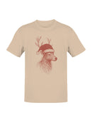 Festive Reindeer in Santa Hat Men's T-shirt
