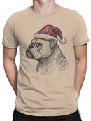 Festive Bulldog in Santa Hat Men's T-shirt