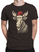 Festive Moose with Santa Hat Men's T-shirt