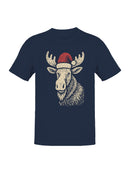 Festive Moose with Santa Hat Men's T-shirt