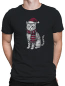 Festive Cat in Santa Hat Art Men's T-shirt