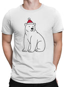 Festive Bear in Christmas Hat Men's T-shirt