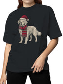 Festive Dog in Santa Hat Art Women's T-shirt
