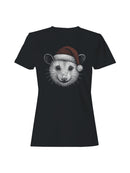 Festive Opossum in Santa Hat Women's T-shirt