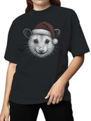 Festive Opossum in Santa Hat Women's T-shirt