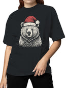Festive Bear in Santa Hat Women's T-shirt