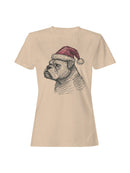 Festive Bulldog in Santa Hat Women's T-shirt