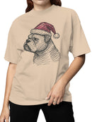 Festive Bulldog in Santa Hat Women's T-shirt