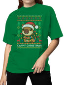 Festive Capybara Christmas Sweater Women's T-shirt
