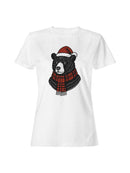 Festive Bear in Santa Hat and Scarf Women's T-shirt