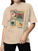 Vintage Christmas Stamp Collection Women's T-shirt