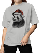 Festive Panda in Santa Hat Women's T-shirt