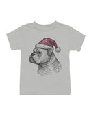 Festive Bulldog in Santa Hat Youth's T-shirt