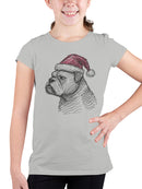 Festive Bulldog in Santa Hat Youth's T-shirt