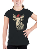 Festive Moose with Santa Hat Youth's T-shirt