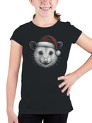 Festive Opossum in Santa Hat Youth's T-shirt