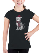 Festive Cat in Santa Hat Art Youth's T-shirt
