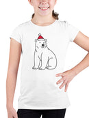 Festive Bear in Christmas Hat Youth's T-shirt