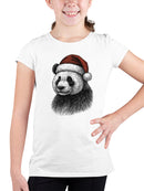 Festive Panda in Santa Hat Youth's T-shirt