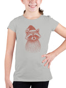 Festive Raccoon with Santa Hat Youth's T-shirt