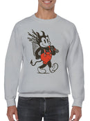 Devil Cartoon with Red Suspenders Men's Sweatshirt