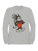 Devil Cartoon with Red Suspenders Women's Sweatshirt