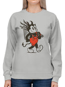 Devil Cartoon with Red Suspenders Women's Sweatshirt