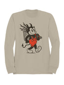 Devil Cartoon with Red Suspenders Women's Sweatshirt