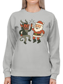 Santa and Krampus Unite Women's Sweatshirt