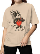 Devil Cartoon with Red Suspenders Women's T-shirt