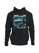Retro Muscle Car Design with Japanese Text Men's Hoodie