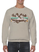 Vintage Car Palm Tree Sunset Art Men's Sweatshirt