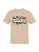 Vintage Car Palm Tree Sunset Art Men's T-shirt