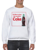 Officially Licensed Coca Cola I'd Like to Buy the World a Coke Men's Sweatshirt
