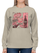 Officially Licensed Coca Cola Retro Coke Graphic: Enjoy Refreshing Fizz Women's Sweatshirt