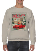 Vintage Holiday Red Truck Scene Men's Sweatshirt