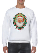 Jolly Santa with Holly Wreath Men's Sweatshirt