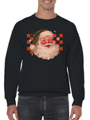 Retro Santa with Leopard Hat Men's Sweatshirt