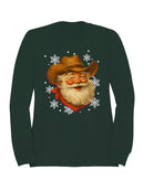 Cowboy Santa Festive Snowflakes Men's Sweatshirt