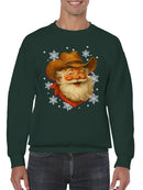 Cowboy Santa Festive Snowflakes Men's Sweatshirt