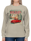 Vintage Holiday Red Truck Scene Women's Sweatshirt