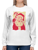 Retro Santa with Candy Cane Women's Sweatshirt