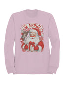 Cheerful Santa Claus with Reindeer Women's Sweatshirt