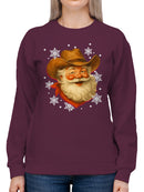 Cowboy Santa Festive Snowflakes Women's Sweatshirt