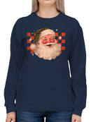 Retro Santa with Leopard Hat Women's Sweatshirt