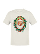 Jolly Santa with Holly Wreath Men's T-shirt