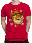 Cowboy Santa Festive Snowflakes Men's T-shirt