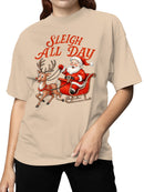 Sleigh All Day Santa & Reindeer Women's T-shirt